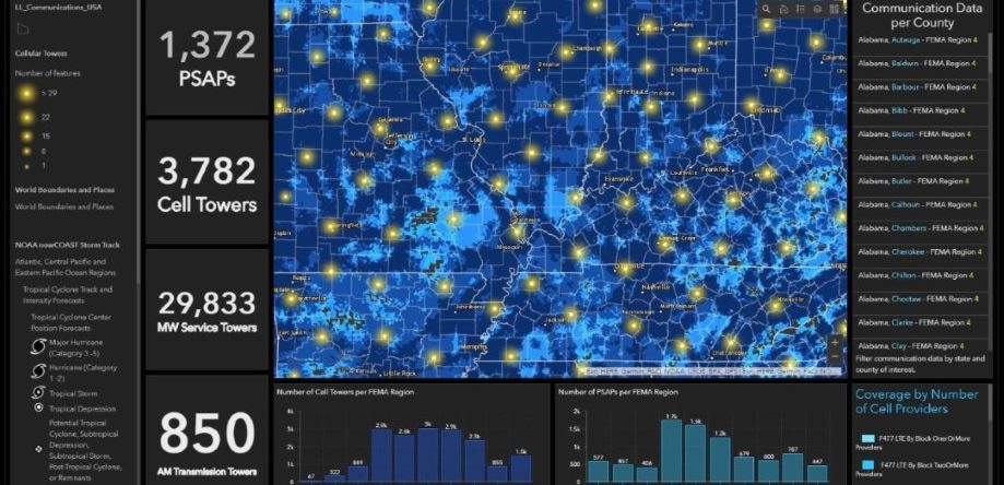 exemple d'un dashboad réalisé avec ArcGIS Dashboards
