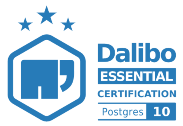logo de la certification Dalibo Essential certification Postgres 10
